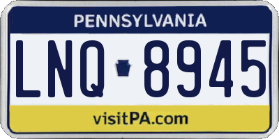 PA license plate LNQ8945