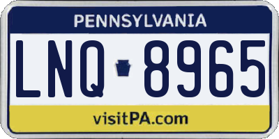 PA license plate LNQ8965