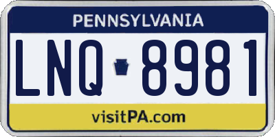 PA license plate LNQ8981