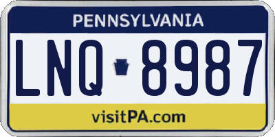 PA license plate LNQ8987