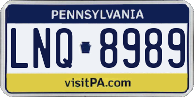 PA license plate LNQ8989