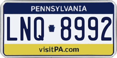PA license plate LNQ8992