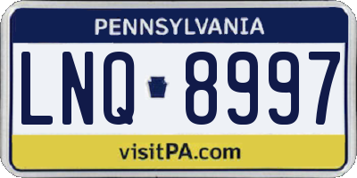PA license plate LNQ8997