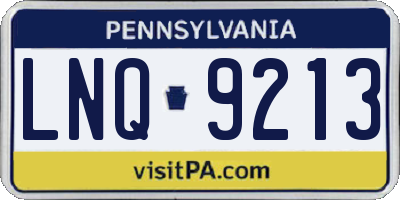 PA license plate LNQ9213
