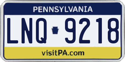 PA license plate LNQ9218
