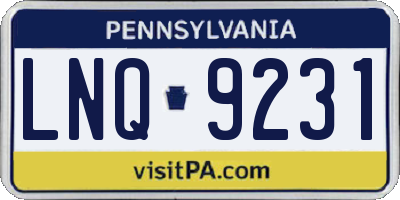 PA license plate LNQ9231