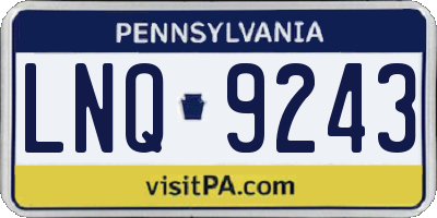 PA license plate LNQ9243