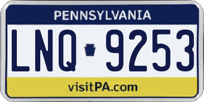 PA license plate LNQ9253