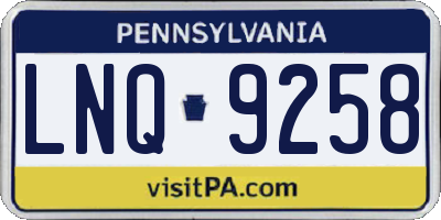 PA license plate LNQ9258