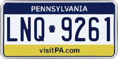 PA license plate LNQ9261