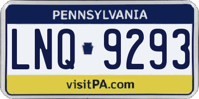 PA license plate LNQ9293