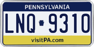 PA license plate LNQ9310