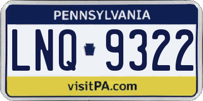 PA license plate LNQ9322
