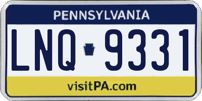 PA license plate LNQ9331