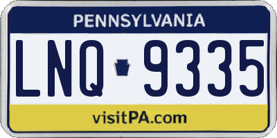 PA license plate LNQ9335