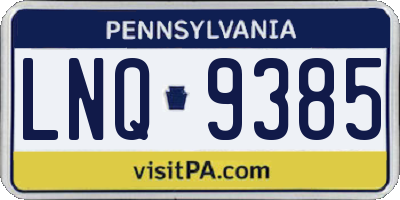 PA license plate LNQ9385