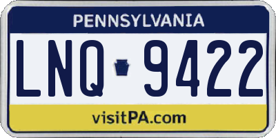 PA license plate LNQ9422