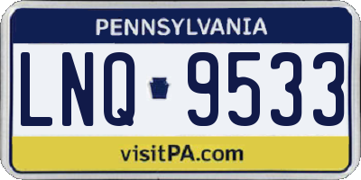 PA license plate LNQ9533