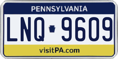 PA license plate LNQ9609