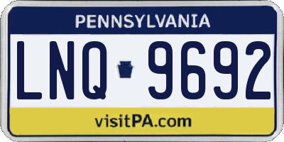 PA license plate LNQ9692