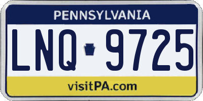 PA license plate LNQ9725