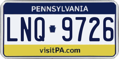 PA license plate LNQ9726