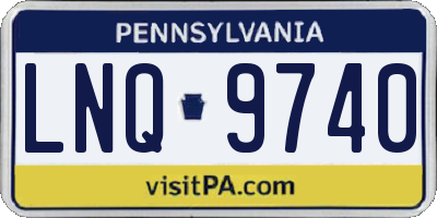 PA license plate LNQ9740