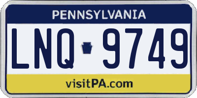 PA license plate LNQ9749