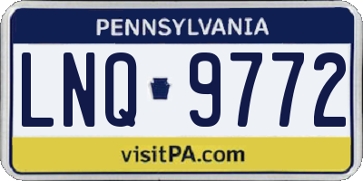 PA license plate LNQ9772