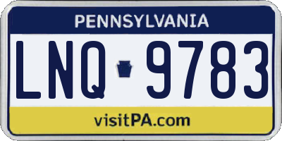 PA license plate LNQ9783