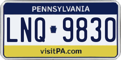 PA license plate LNQ9830