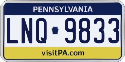 PA license plate LNQ9833