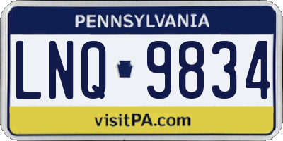 PA license plate LNQ9834