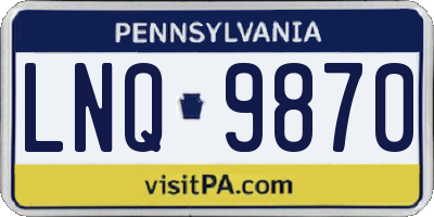 PA license plate LNQ9870