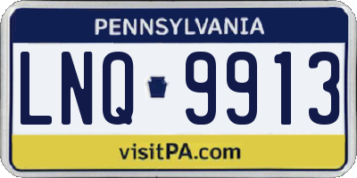 PA license plate LNQ9913