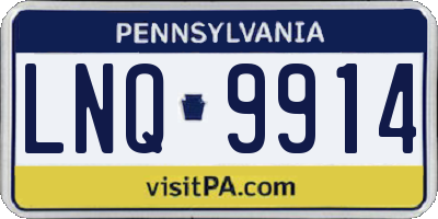 PA license plate LNQ9914