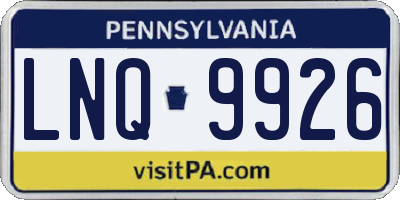 PA license plate LNQ9926