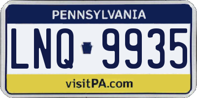PA license plate LNQ9935