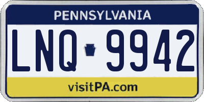PA license plate LNQ9942