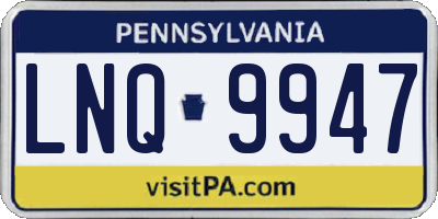 PA license plate LNQ9947