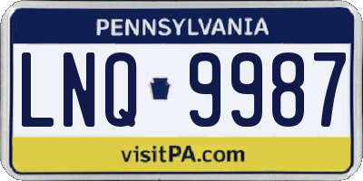 PA license plate LNQ9987