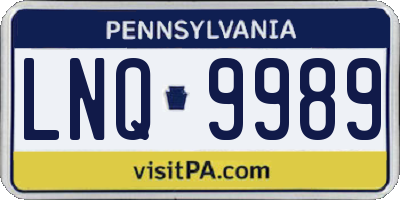 PA license plate LNQ9989