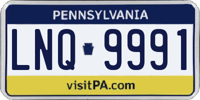 PA license plate LNQ9991