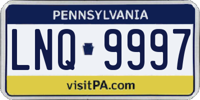 PA license plate LNQ9997