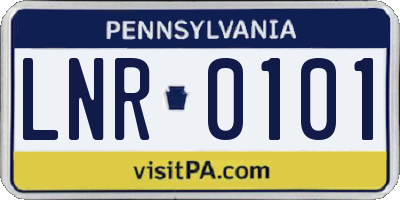 PA license plate LNR0101