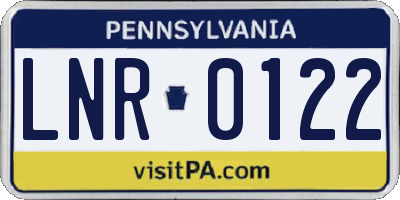 PA license plate LNR0122