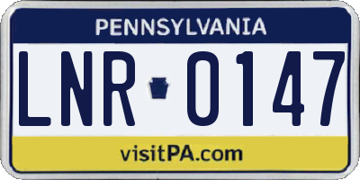 PA license plate LNR0147