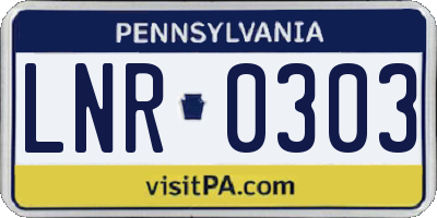 PA license plate LNR0303