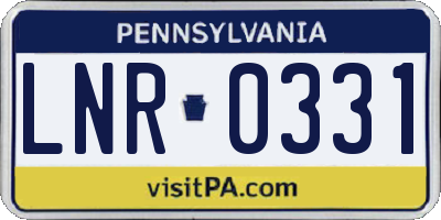 PA license plate LNR0331