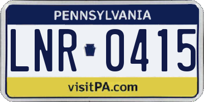 PA license plate LNR0415